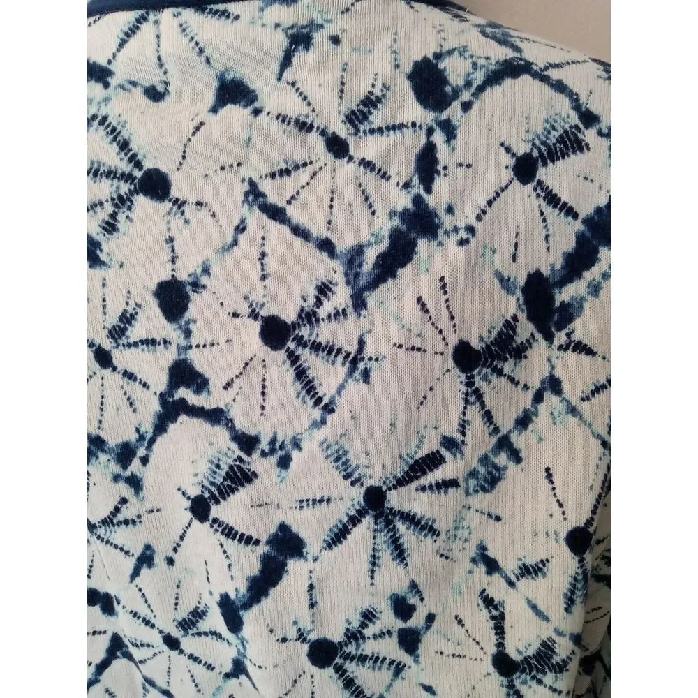 Thakoon Women Blue Pattern  Dye Diamond Button Down‎ Longsleeve Sweater Size L